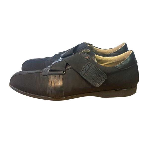 Jaime Mascaro Black Leather and Fabric Cross Strap Casual Flats 1003 Men's 42 - Picture 2 of 13